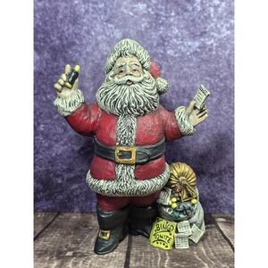Vintage Style Bingo Santa Claus Figurine Christmas Decor Bingo Tonite Statue